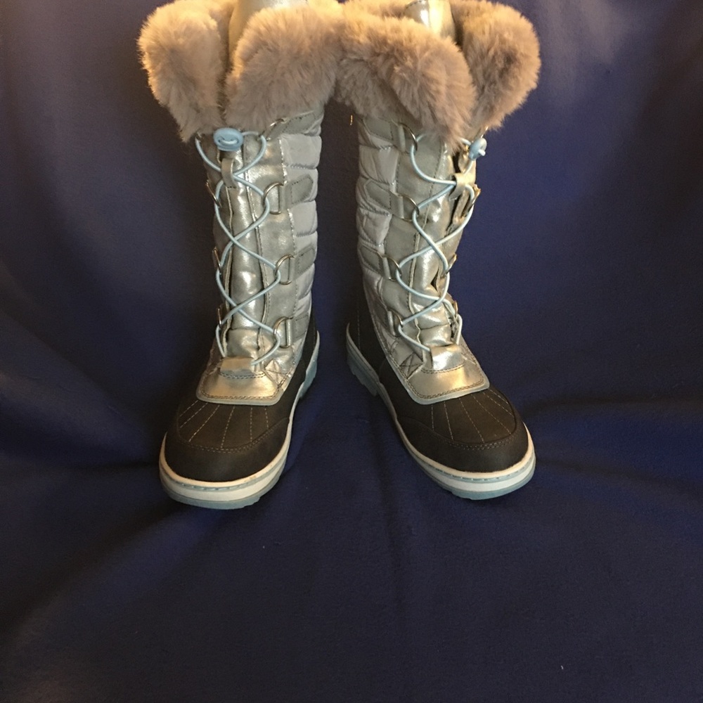 Justice faux fur high snow boots girls size 4